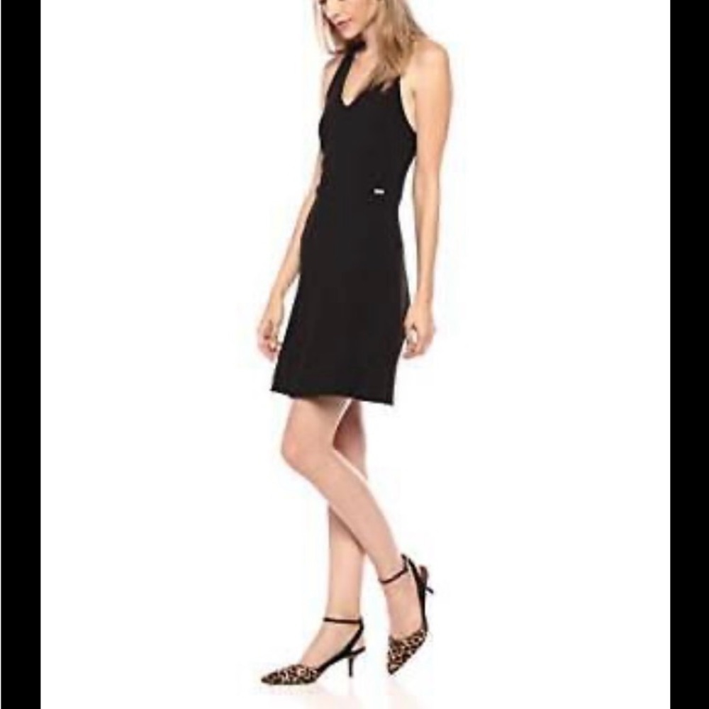 Armani Exchange Black Asymmetrical Wrap Mini Dress